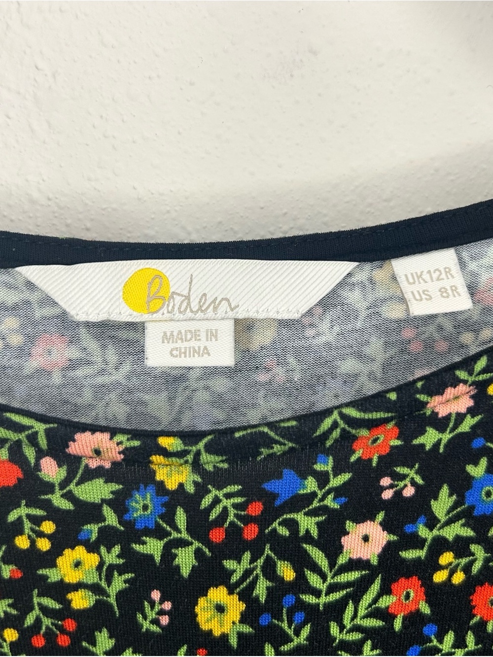 Boden Size 8 Black Mini Dress with Red, Yellow, Blue & Green Floral Print - Picture 5 of 12